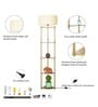 White Shade Shelf Floor Lamp With Metal Base