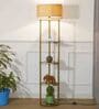 White Shade Shelf Floor Lamp With Metal Base