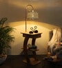 White Shade Floor Lamp With Wood Base