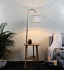 Ciaro White Iron Shade Shelf Floor Lamp With Wood Base