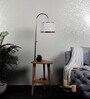 Ciaro White Iron Shade Shelf Floor Lamp With Wood Base