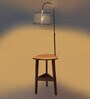 Ciaro White Iron Shade Shelf Floor Lamp With Wood Base