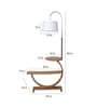 Contemporary White Iron Shade Shelf Floor Lamp With Wood Base