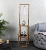 Patrice White Iron Shade Shelf Floor Lamp With Wood Base