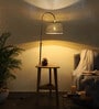 Ciaro White Iron Shade Shelf Floor Lamp With Wood Base