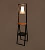 Patrice White Iron Shade Shelf Floor Lamp With Wood Base