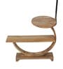 Contemporary White Iron Shade Shelf Floor Lamp With Wood Base