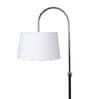 Contemporary White Iron Shade Shelf Floor Lamp With Wood Base
