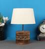 Desmond White Fabric Shade Table Lamp With Mango wood Base