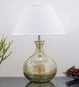 Diagon White Cottan Fabric Shade Night Lamp With Glass Base