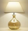Diagon White Cottan Fabric Shade Night Lamp With Glass Base