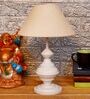 White Shade Table Lamp With Metal Base