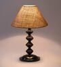 Brown Shade Table Lamp With Metal Base