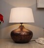 White Shade Table Lamp With Metal Base