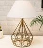 White Shade Table Lamp With Metal Base