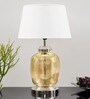 Venus White Cottan Fabric Shade Night Lamp With Metal & Glass Base
