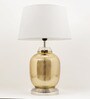 Venus White Cottan Fabric Shade Night Lamp With Metal & Glass Base