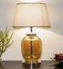 Venus White Cottan Fabric Shade Night Lamp With Metal & Glass Base
