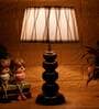 Lassie White Fabric Shade Night Lamp With Wood Base