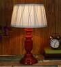 Joshaphus White Fabric Shade Night Lamp With Wood Base
