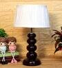 Lassie White Fabric Shade Night Lamp With Wood Base