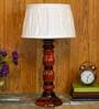 Palermo White Fabric Shade Night Lamp With Wood Base