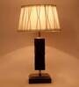 Troika White Fabric Shade Night Lamp With Wood Base
