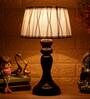 Dorian White Fabric Shade Night Lamp With Wood Base