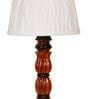 Palermo White Fabric Shade Night Lamp With Wood Base