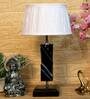 Troika White Fabric Shade Night Lamp With Wood Base