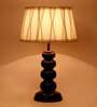 Lassie White Fabric Shade Night Lamp With Wood Base