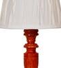 Joshaphus White Fabric Shade Night Lamp With Wood Base