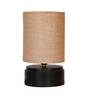 White Shade Table Lamp With Wood Base