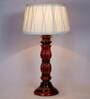 Palermo White Fabric Shade Night Lamp With Wood Base