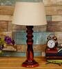 Harmony White Natural Fiber Shade Night Lamp With Wood Base