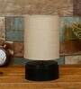 White Shade Table Lamp With Wood Base