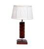 Garlen White Fabric Shade Night Lamp With Wood Base