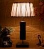 Troika White Fabric Shade Night Lamp With Wood Base
