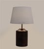 Knepp White Fabric Shade Night Lamp With Wood Base
