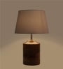 Venus White Fabric Shade Night Lamp With Wood Base