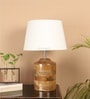 Venus White Fabric Shade Night Lamp With Wood Base