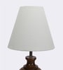 Marsham White Fabric Shade Night Lamp With Wood Base