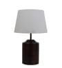 Knepp White Fabric Shade Night Lamp With Wood Base