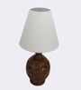 Marsham White Fabric Shade Night Lamp With Wood Base