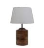 Venus White Fabric Shade Night Lamp With Wood Base