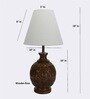 Marsham White Fabric Shade Night Lamp With Wood Base