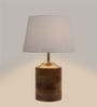 Venus White Fabric Shade Night Lamp With Wood Base