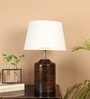 Knepp White Fabric Shade Night Lamp With Wood Base