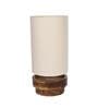 Lecce White Cotton Shade Table Lamp With Wood Base