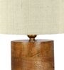 White Shade Table Lamp With Wood Base